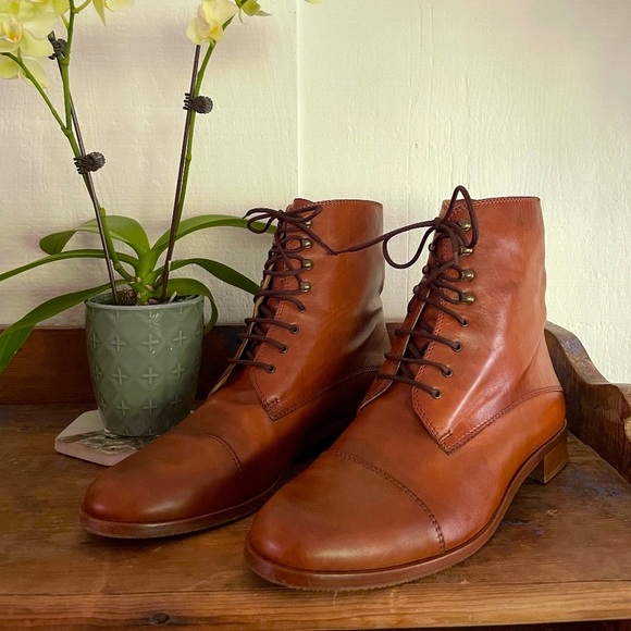 Lace up Leather Ankle Boots made in Florence Italy - Picture 2 of 11